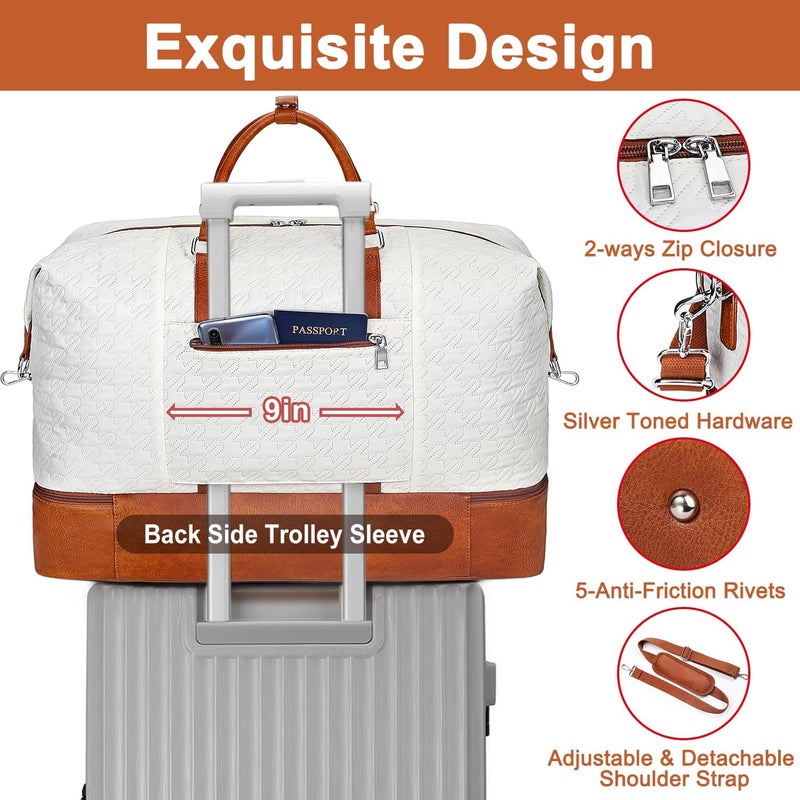 TIBES Travel Weekender Bag for Women, Overnight Bag with Shoe Compartment Oversized Travel Duffel Bag Carry On Tote 21" - Image 3